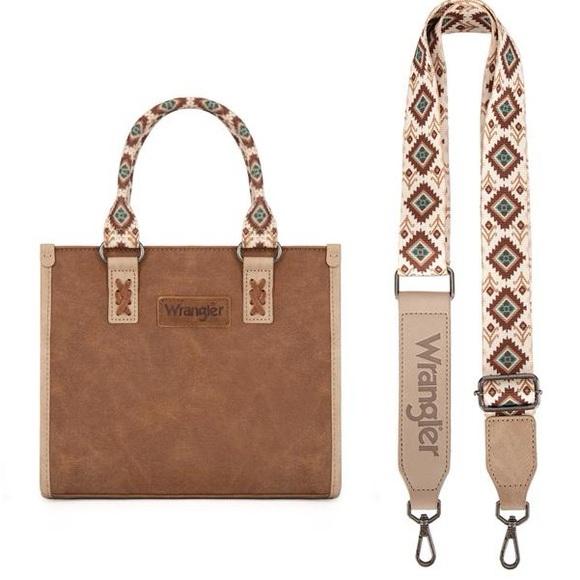 Wrangler Brown Tote with Gold Logo - Picture 3 of 5